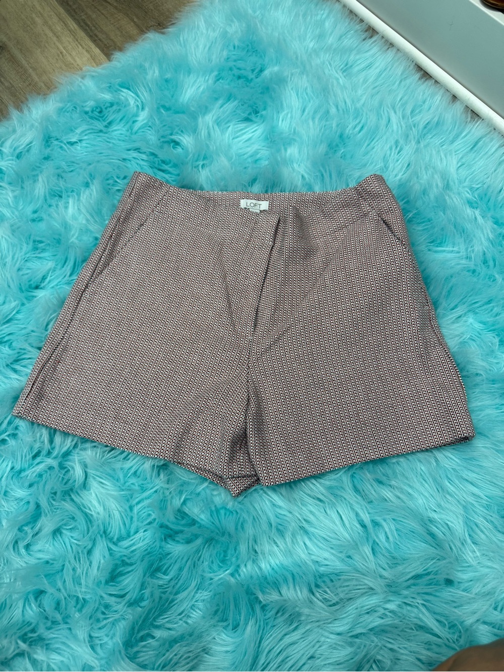 LOFT Pink Micro-Pattern Tailored Shorts